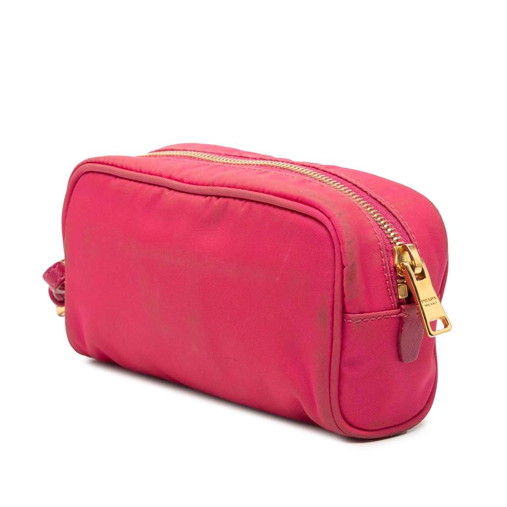 Prada Tessuto Wristlet Pouch Pink Good condition - Back View