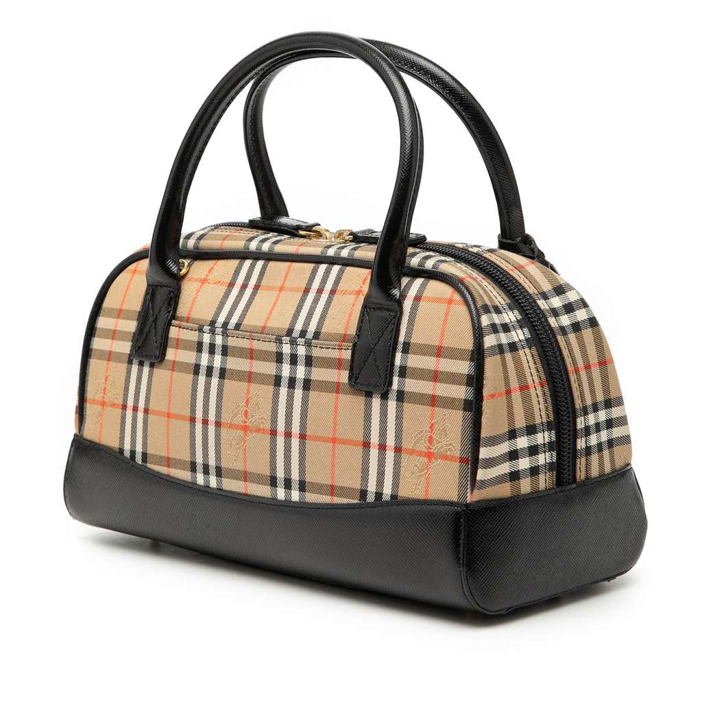 Burberry Haymarket Check Canvas Satchel Beige Canvas Good condition - Back View