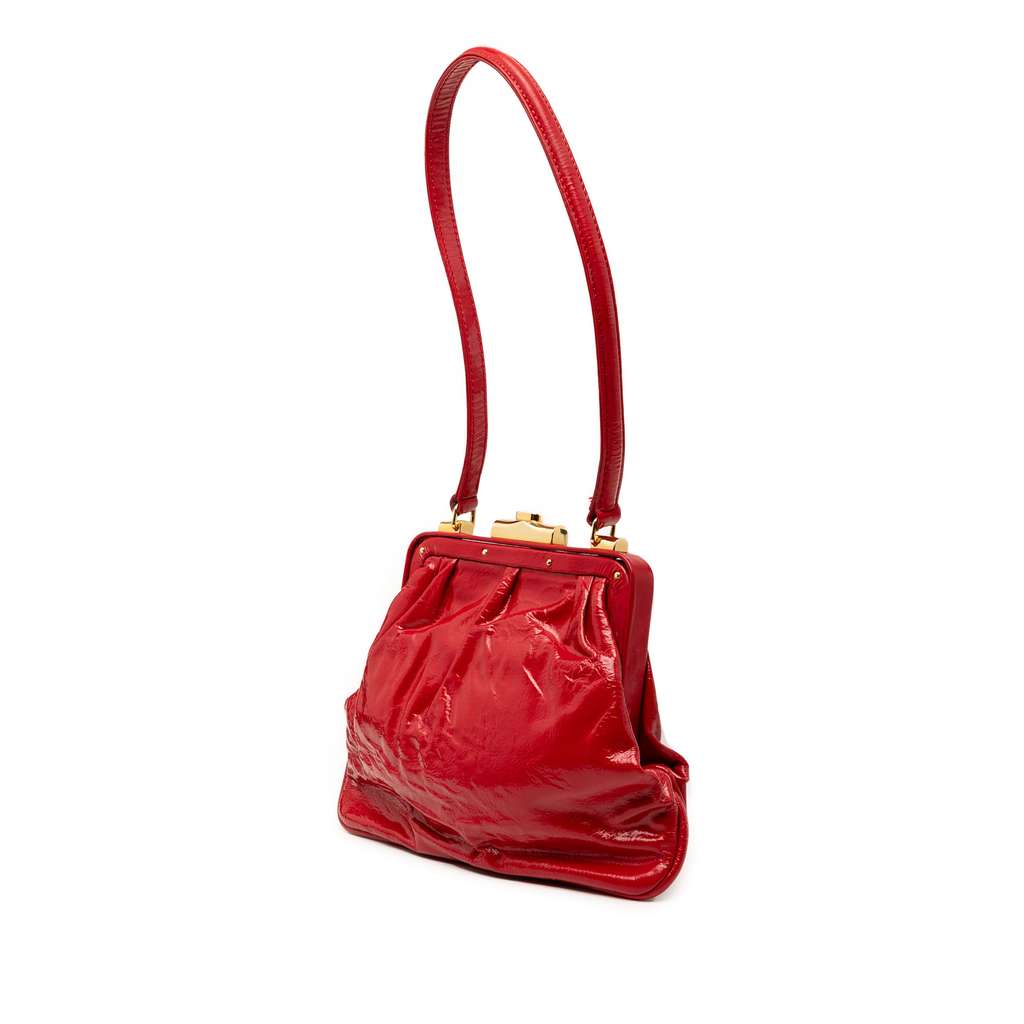 Fendi Patent Frame Shoulder Bag Red Leather Good condition - Back View