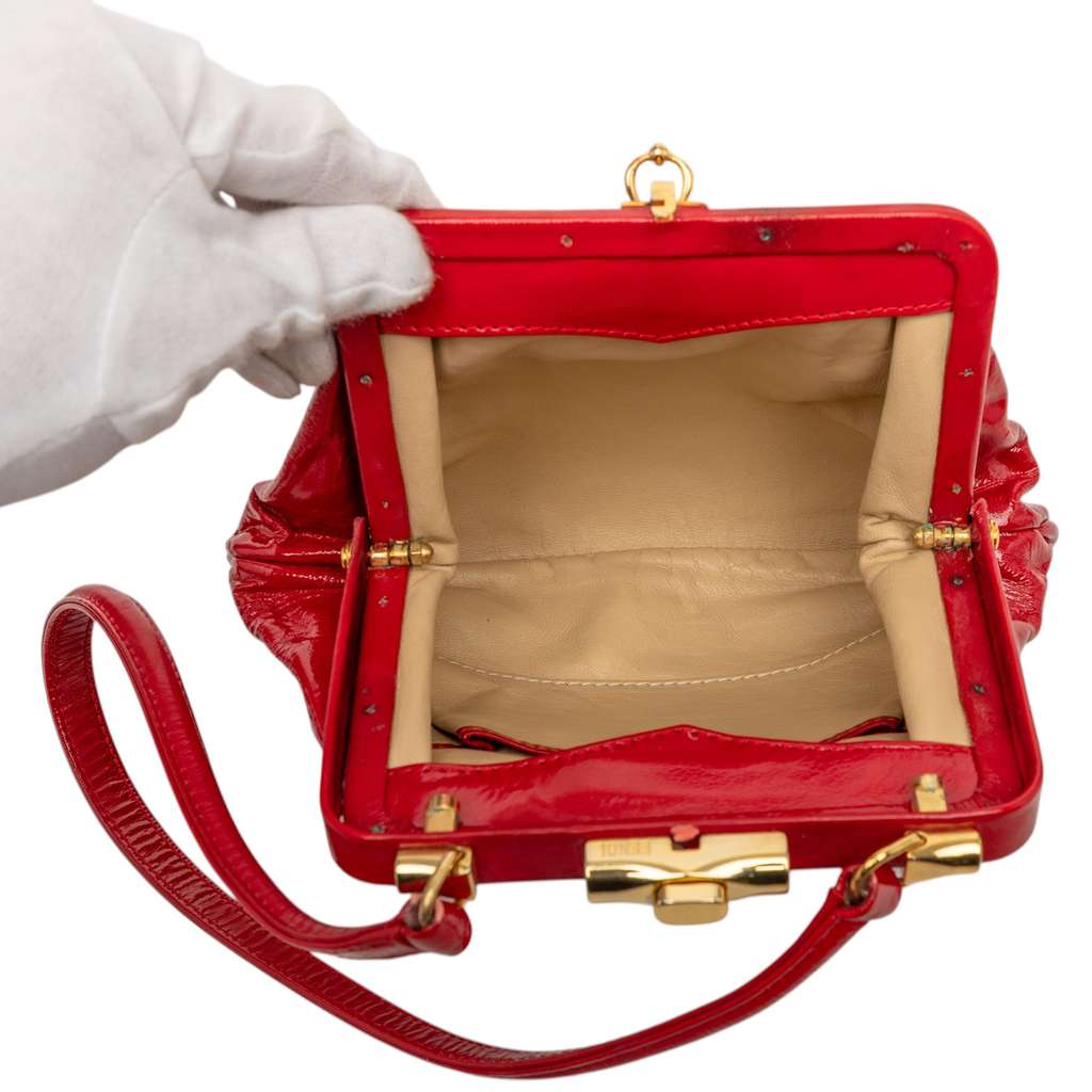Fendi Patent Frame Shoulder Bag Red Leather Good condition - Model View