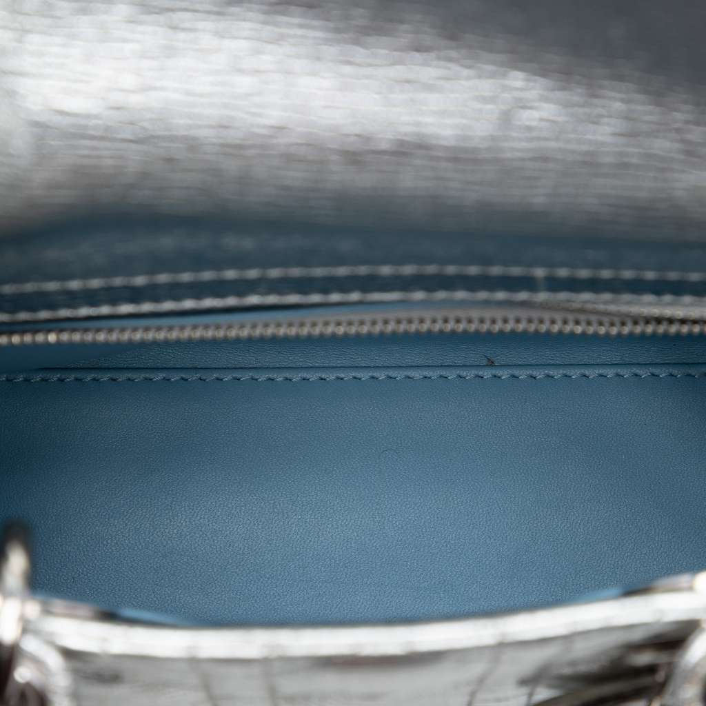 Dior Small Metallic Lambskin Cannage My ABCDior Lady Dior Silver Leather Good condition - Model View