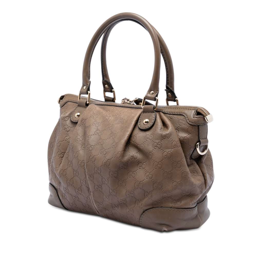 Gucci Guccissima Sukey Satchel Brown Leather Good condition - Back View