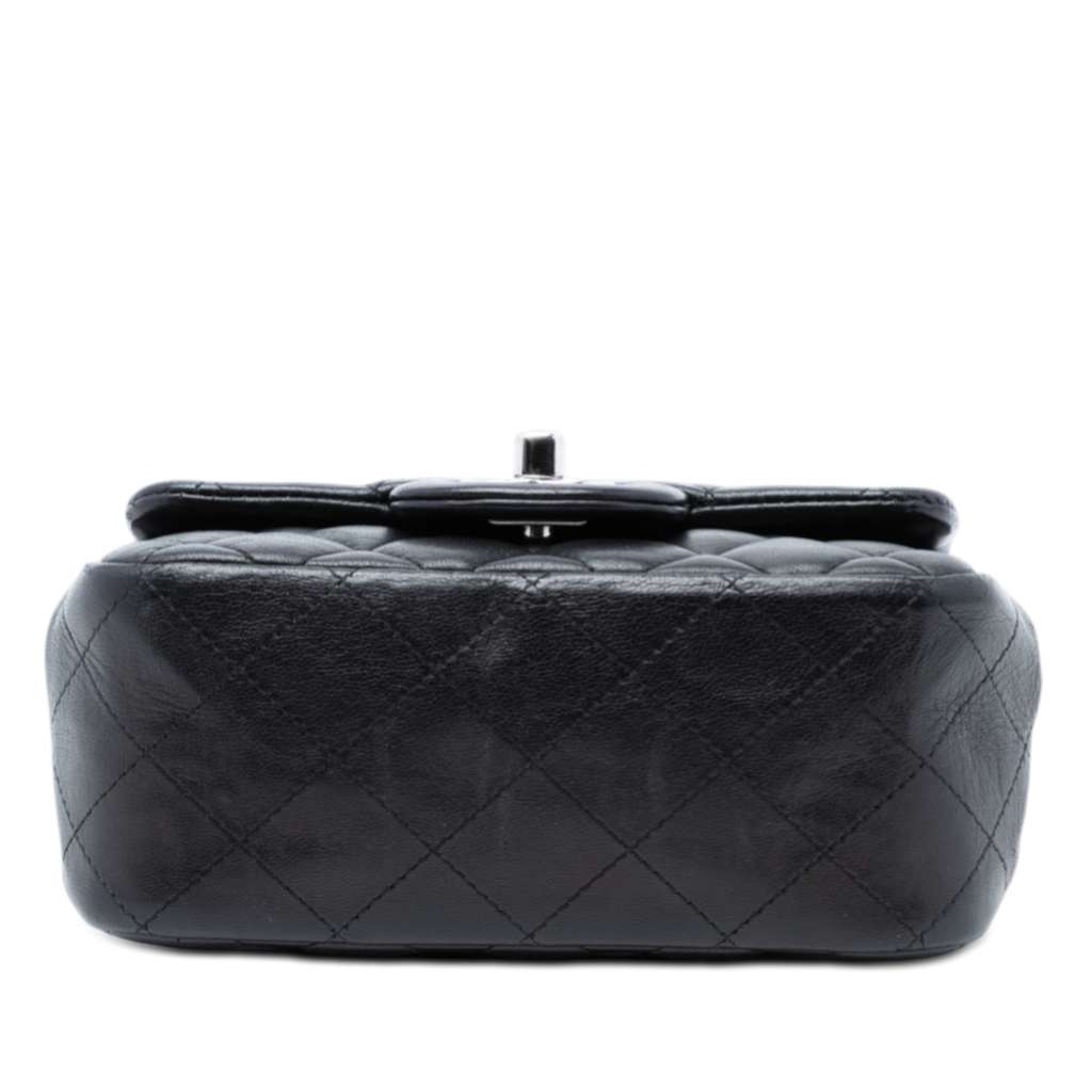 Chanel Mini Square Classic Lambskin Single Flap Black Leather Good condition - Inside View