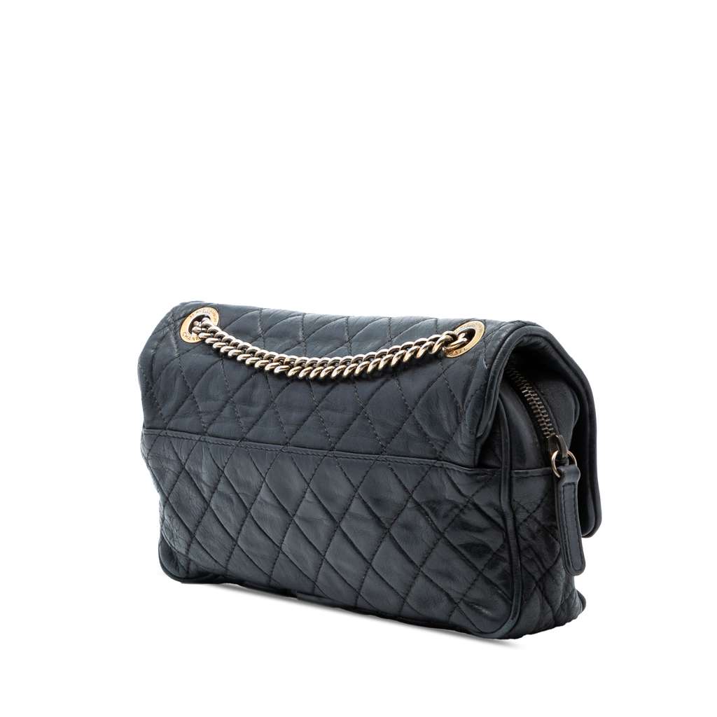 Chanel Small Quilted Iridescent Calfskin Shiva Flap Black Leather Good condition - Back View
