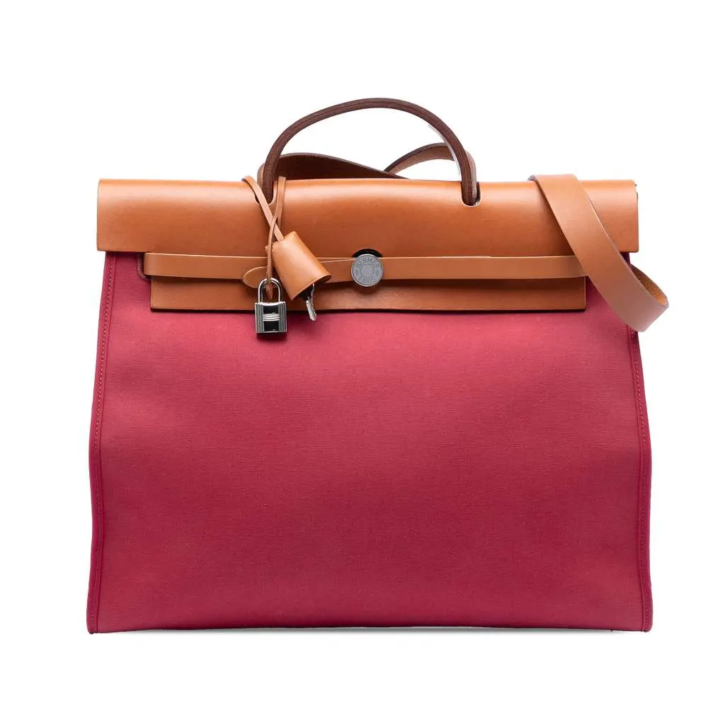 Hermès Toile Herbag Zip 39 Red Canvas Very good - Front View