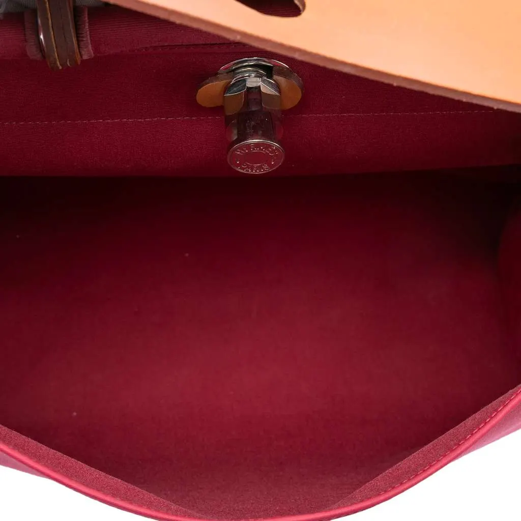 Hermès Toile Herbag Zip 39 Red Canvas Very good - Model View