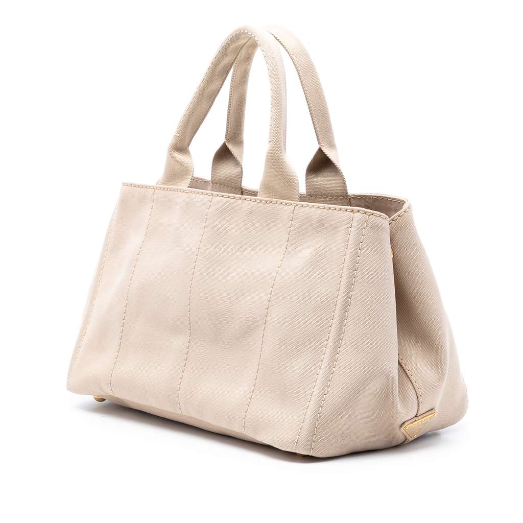 Prada Canvas Canapa Logo Satchel Beige Canvas Good condition - Back View