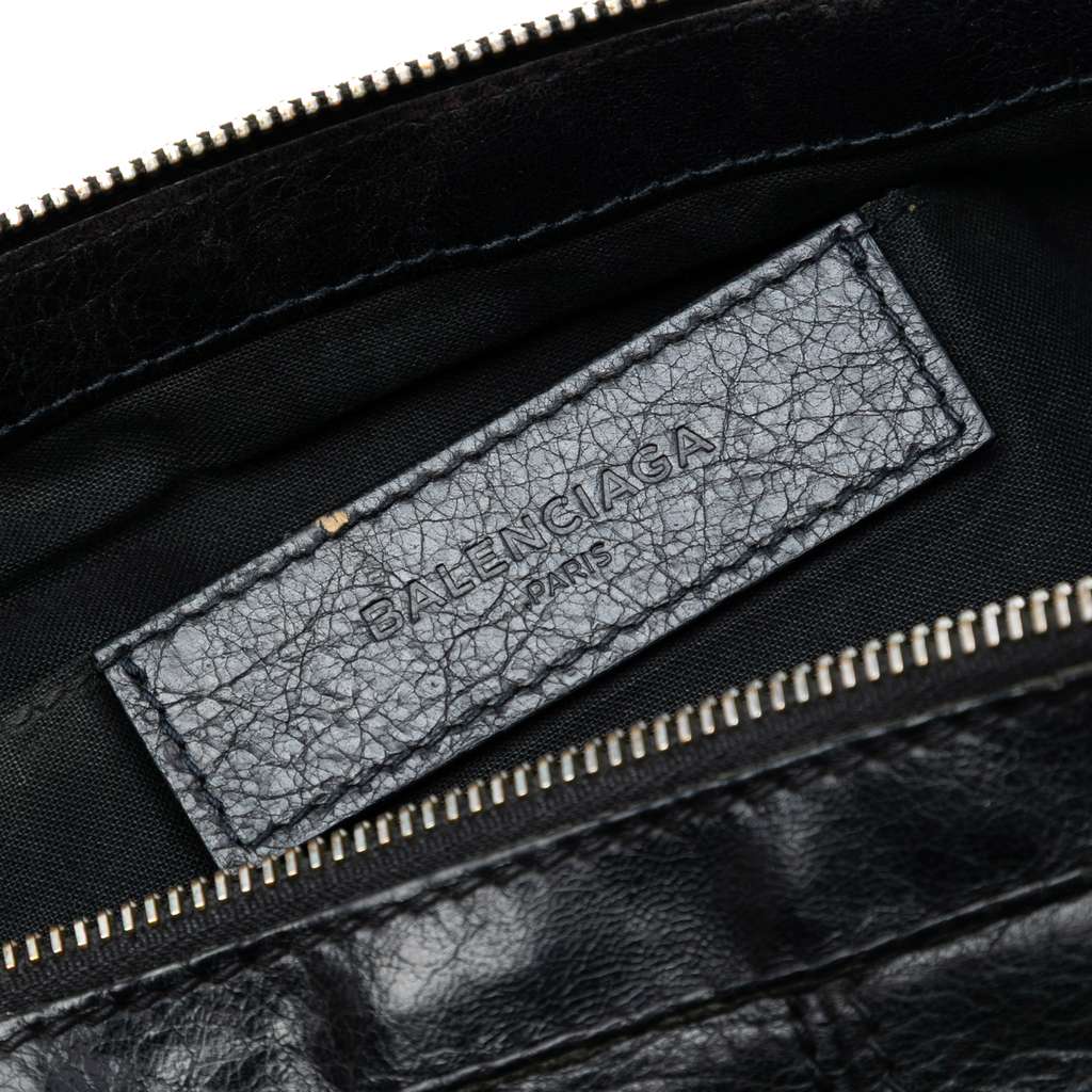 Balenciaga Lambskin Motocross Classic Clip L Clutch Black Leather Good condition - Box View