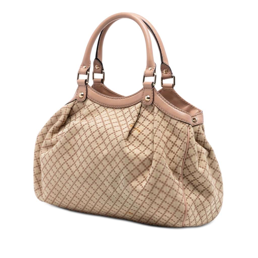 Gucci Medium Diamante Canvas Sukey Tote Beige Good condition - Back View