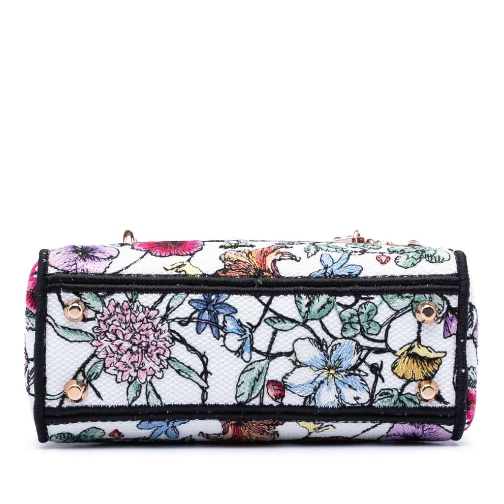 Dior Mini Embroidered Canvas Florilegio Lady D Lite White Canvas Good condition - Inside View