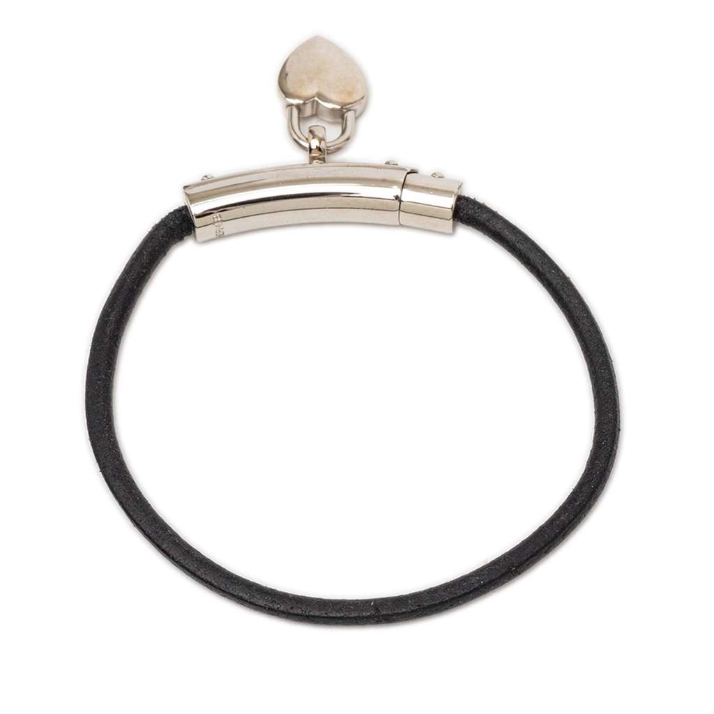 Hermès Leather Cadena Heart Charm Bracelet Black Leather Good condition - Inside View