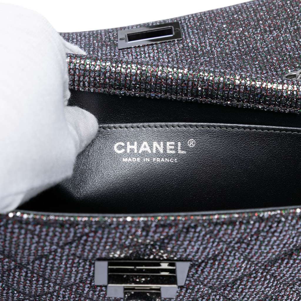 Chanel Quilted Glitter Canvas Reissue 2.55 Flap Silver Canvas Good condition - Box View