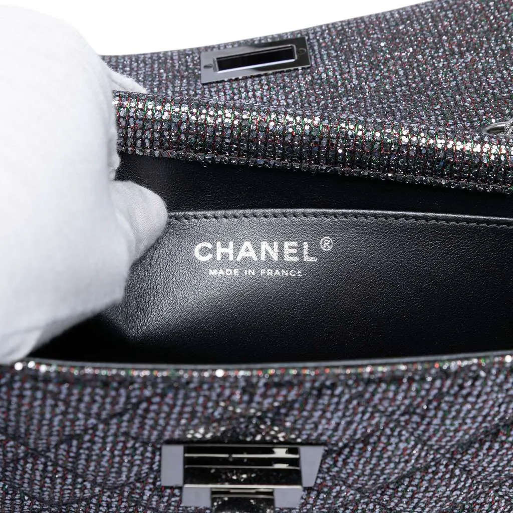 Chanel Quilted Glitter Canvas Reissue 2.55 Flap Silver Canvas Very good - Box View