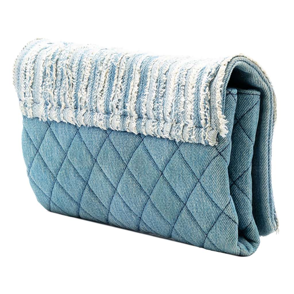 Chanel CC Denim Fringe Single Flap Blue Denim Good condition - Back View