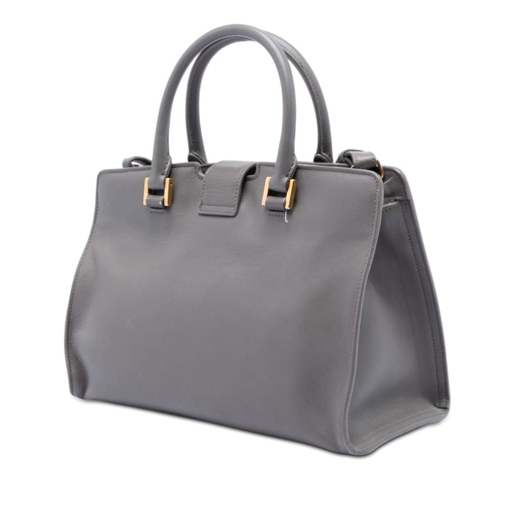 Saint Laurent Baby Leather Monogram Downtown Cabas Satchel Grey Leather Good condition - Back View