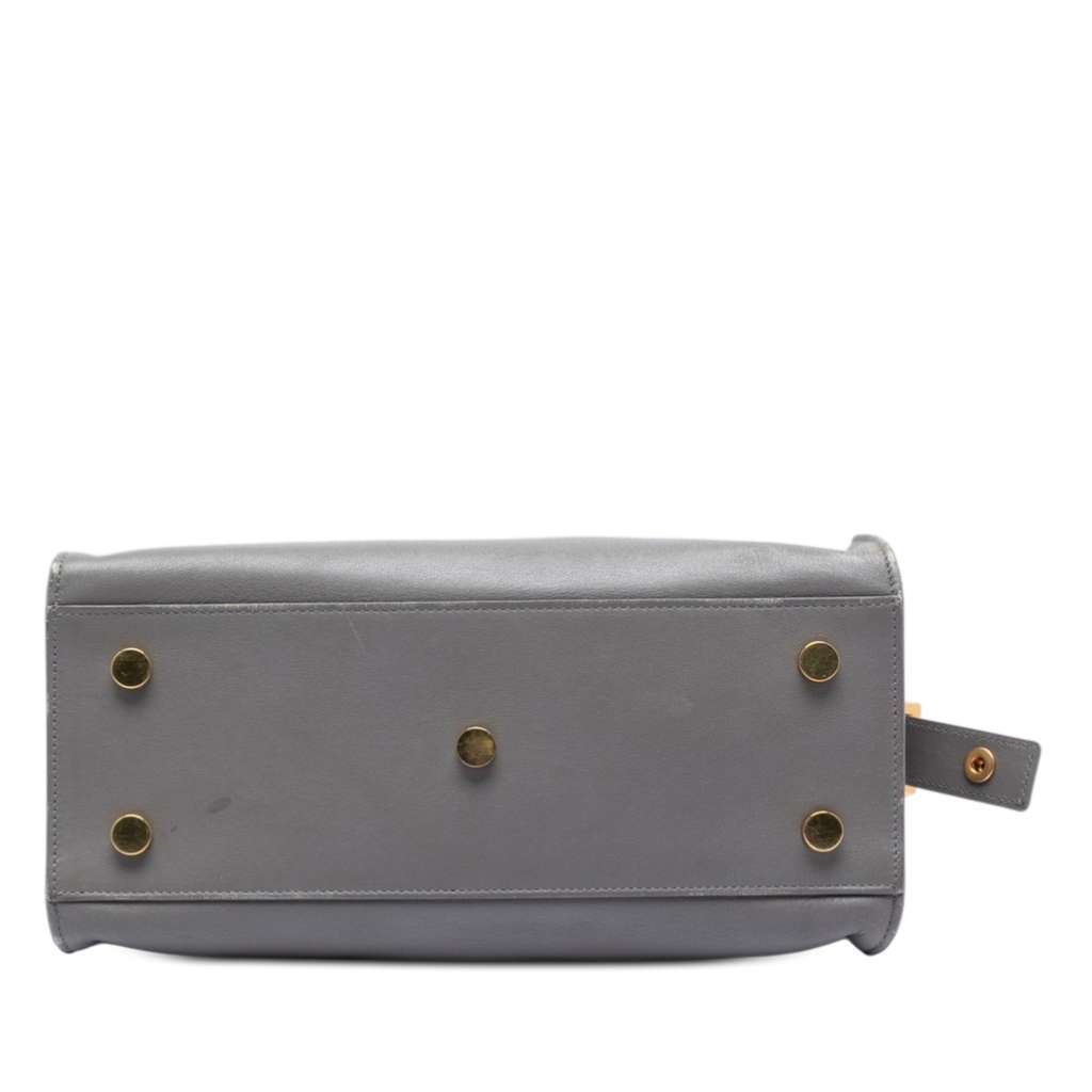 Saint Laurent Baby Leather Monogram Downtown Cabas Satchel Grey Leather Good condition - Inside View