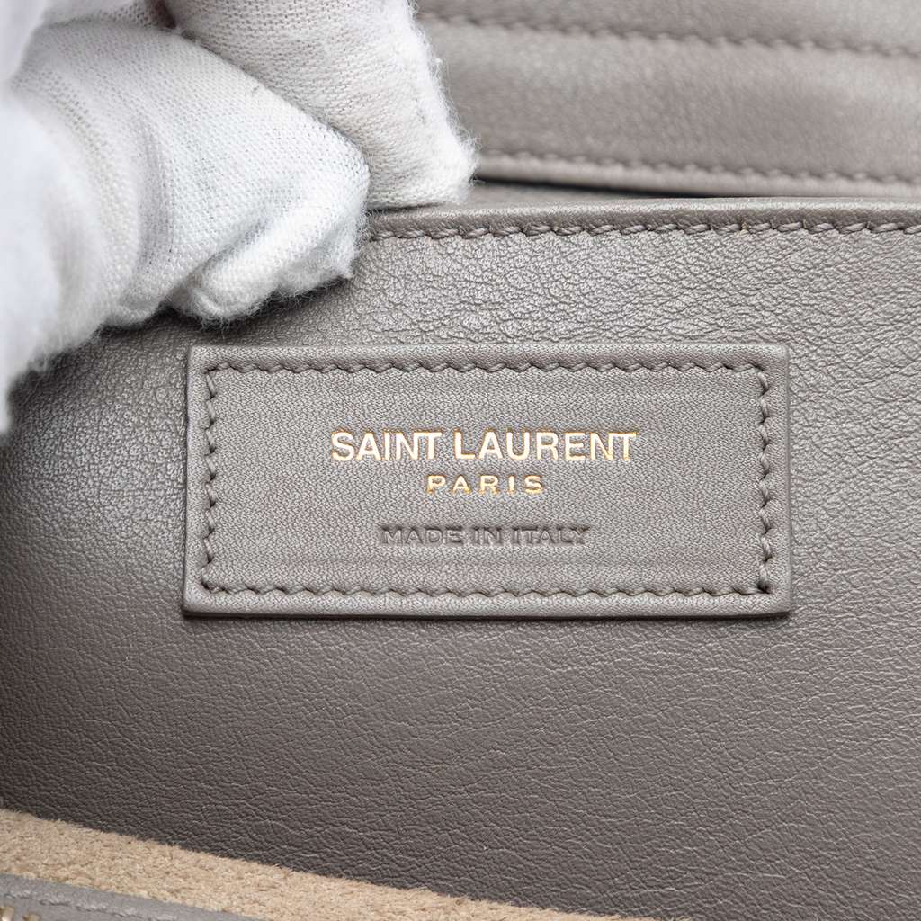Saint Laurent Baby Leather Monogram Downtown Cabas Satchel Grey Leather Good condition - Box View