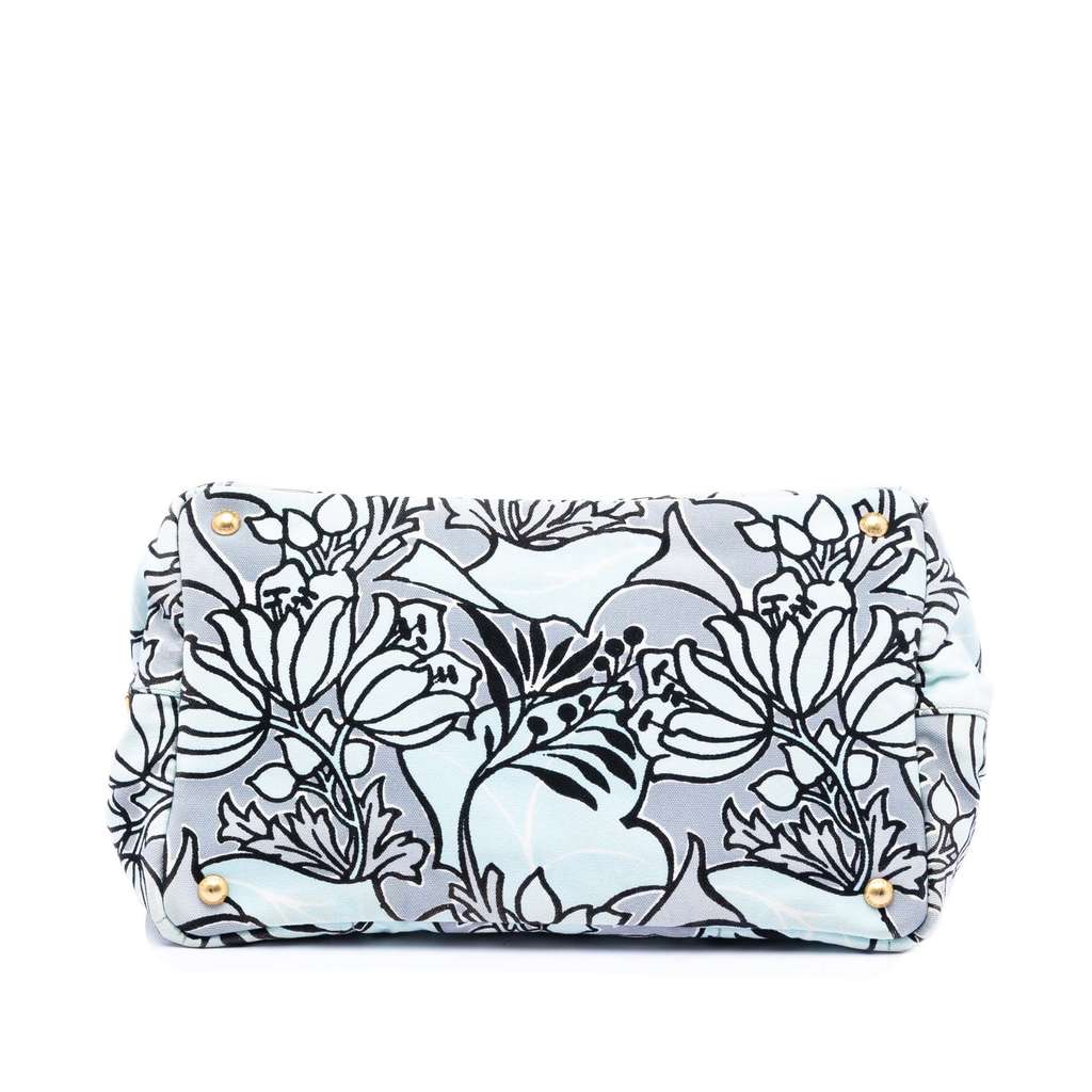 Prada Medium Floral Printed Canvas Canapa Satchel Blue Canvas Good condition - Inside View