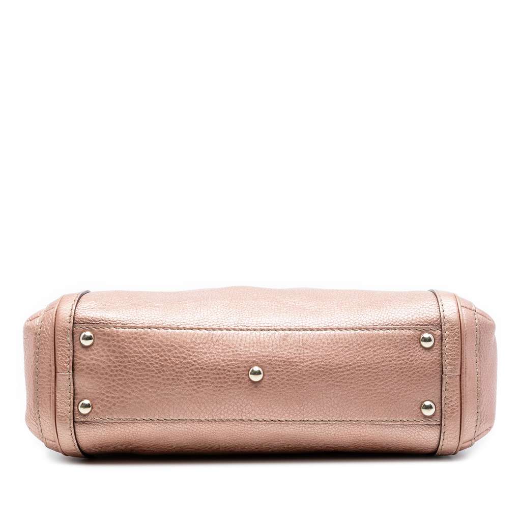 Gucci Metallic Pebbled Calfskin Bella Satchel Pink Leather Good condition - Inside View