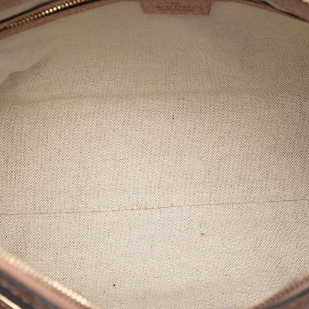 Gucci Metallic Pebbled Calfskin Bella Satchel Pink Leather Good condition - Model View