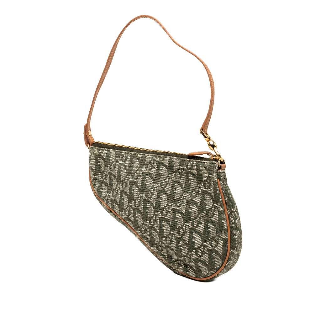 Dior Mini Diorissimo Canvas Saddle Pochette Green Canvas Good condition - Back View