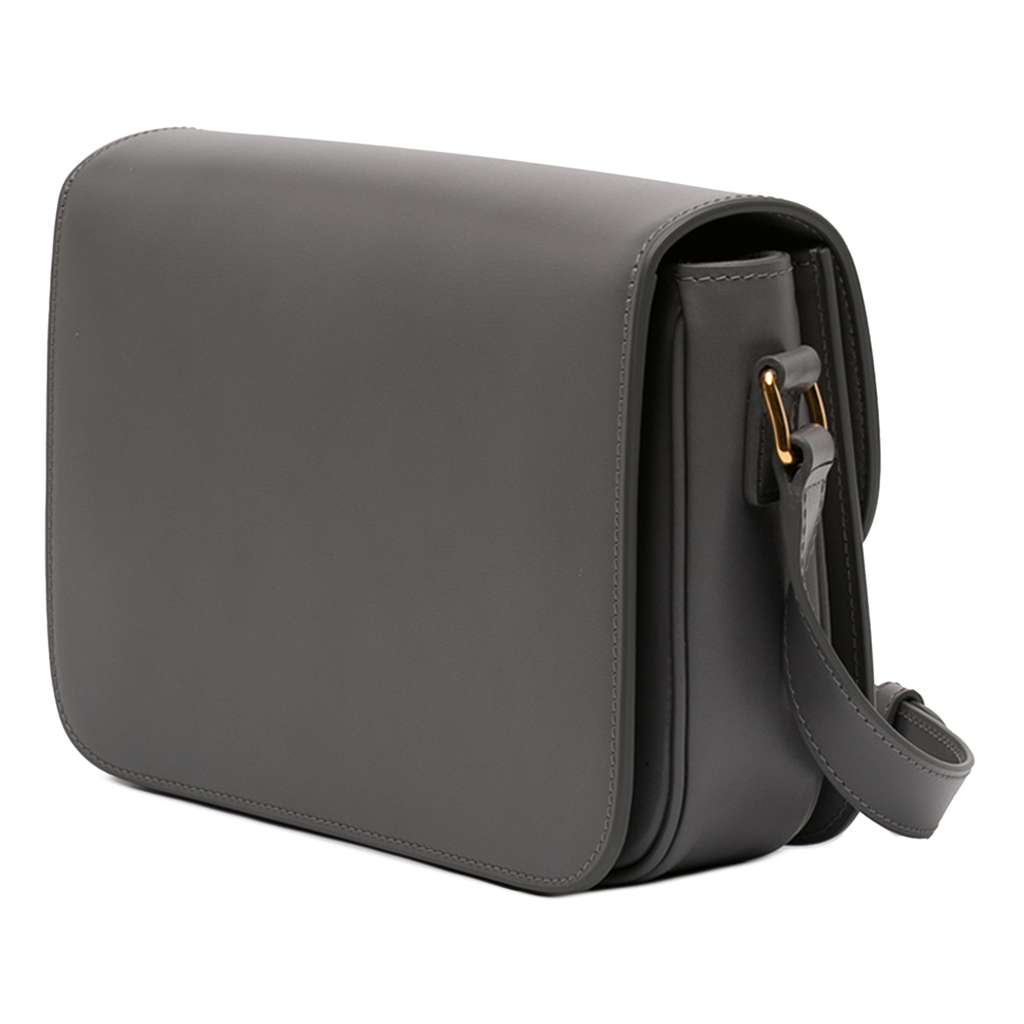 Celine Classique Shiny Calfskin Triomphe Crossbody Grey Leather Good condition - Back View