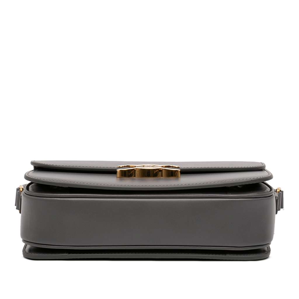 Celine Classique Shiny Calfskin Triomphe Crossbody Grey Leather Good condition - Inside View
