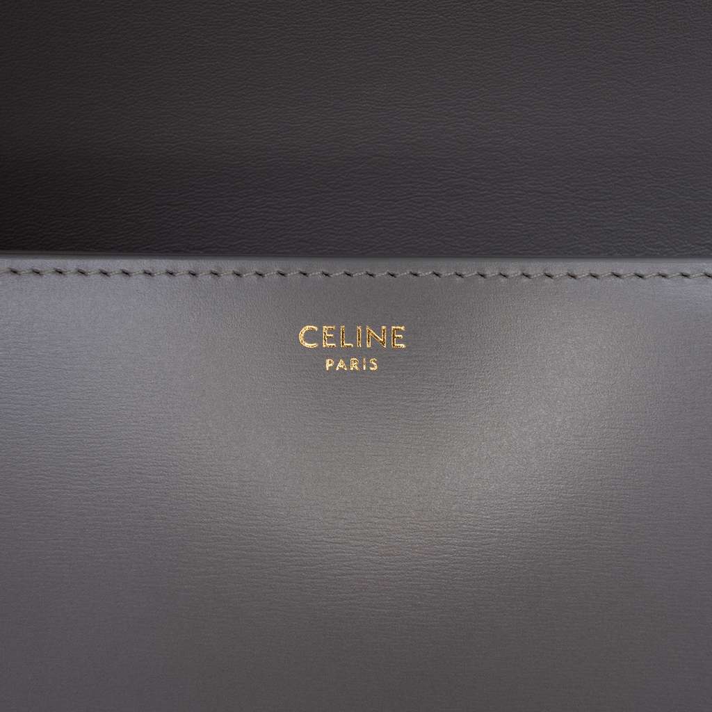Celine Classique Shiny Calfskin Triomphe Crossbody Grey Leather Good condition - Box View