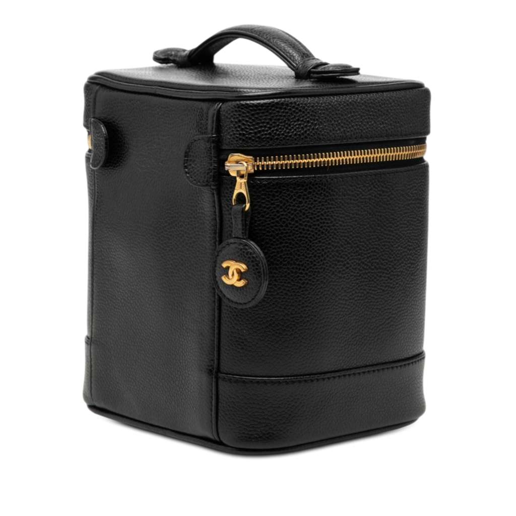 Chanel CC Caviar Vanity Bag Black Leather Good condition - Back View