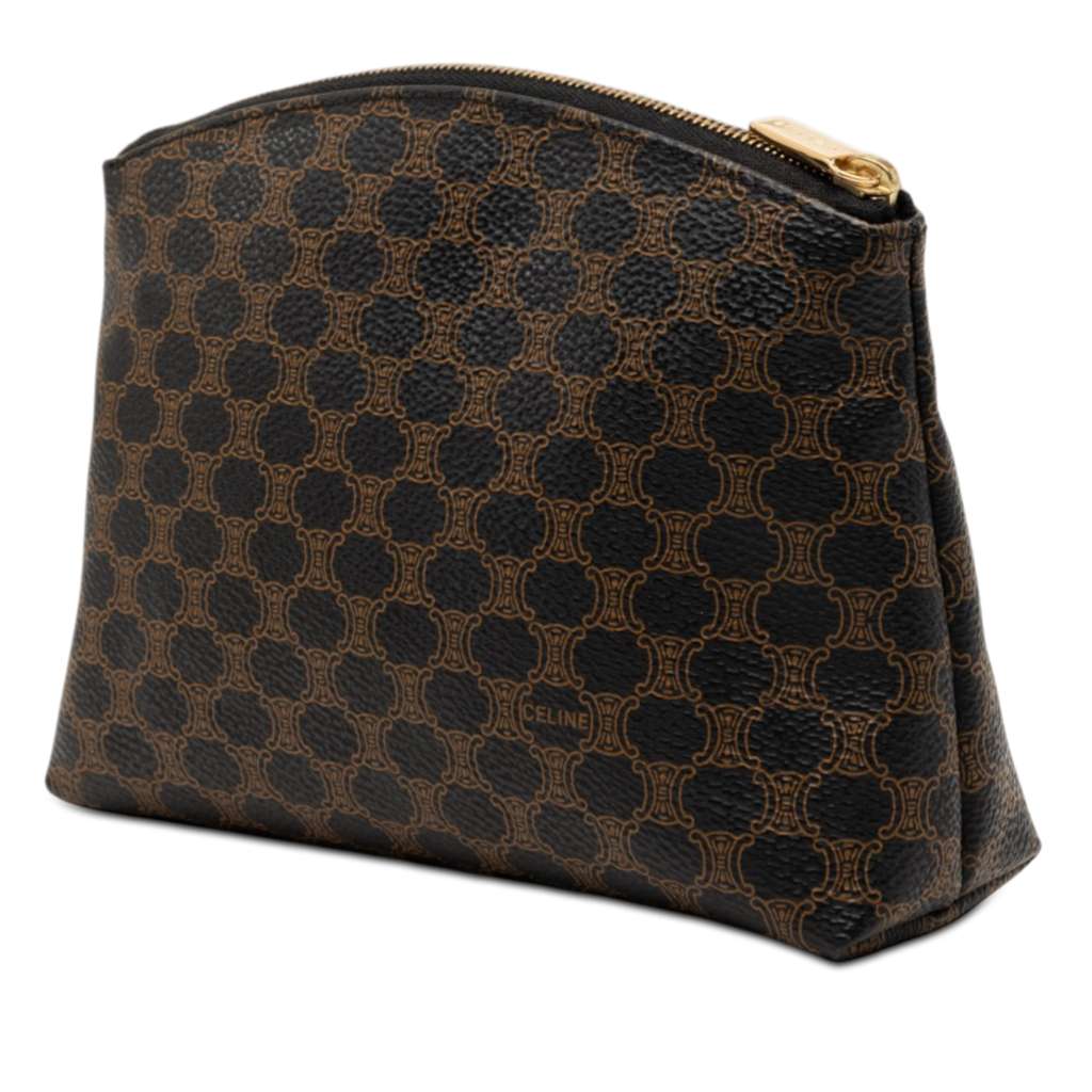 Celine Macadam Coated Canvas Pouch Brown Canvas Good condition - Back View