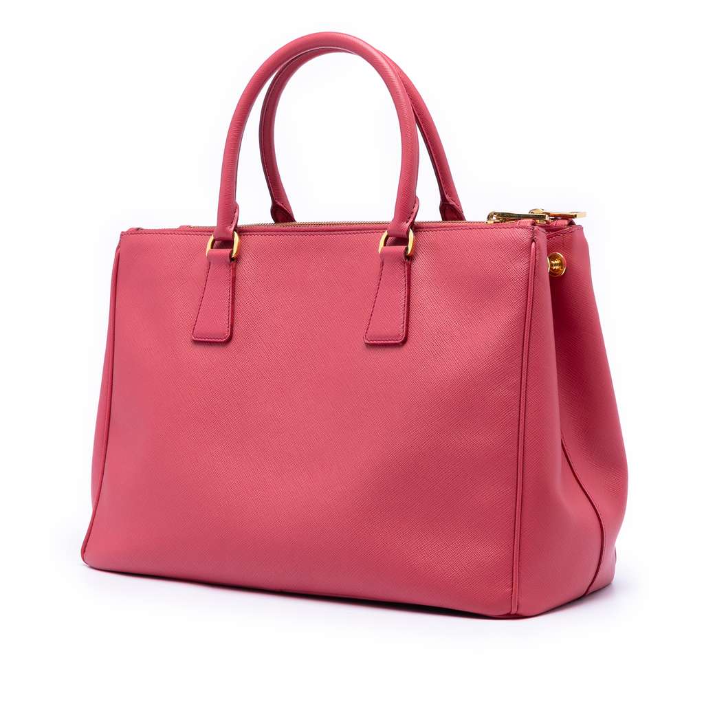 Prada Medium Saffiano Lux Galleria Double Zip Tote Pink Leather Good condition - Back View
