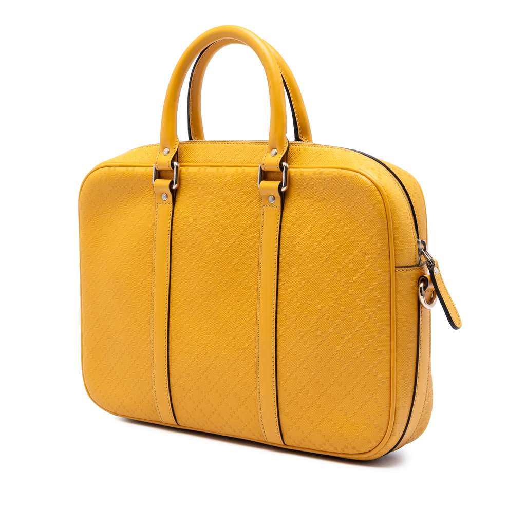 Gucci Medium Diamante Bright Leather Business Bag Yellow Leather Good condition - Back View
