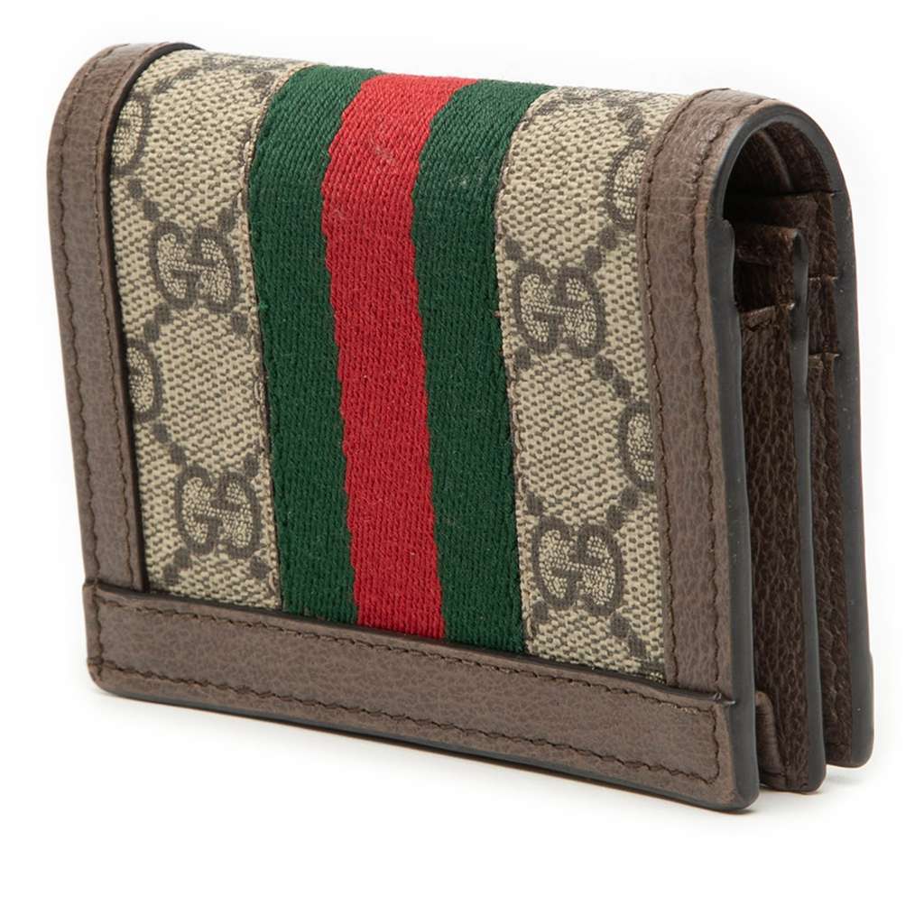 Gucci GG Supreme Ophidia Web Small Wallet Beige Canvas Good condition - Back View