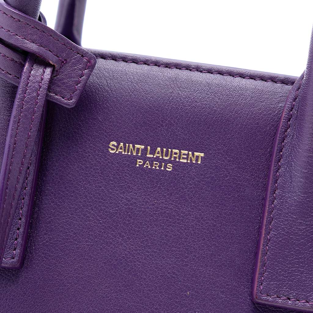 Saint Laurent Nano Leather Sac de Jour Satchel Purple Leather Good condition - Box View