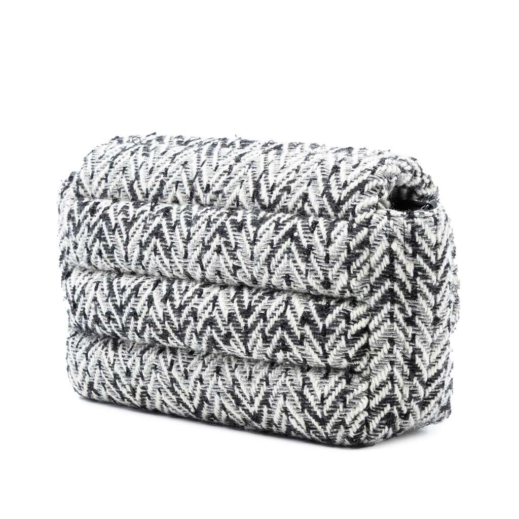 Chanel CC Herringbone Tweed Flap Black Tweed Good condition - Back View