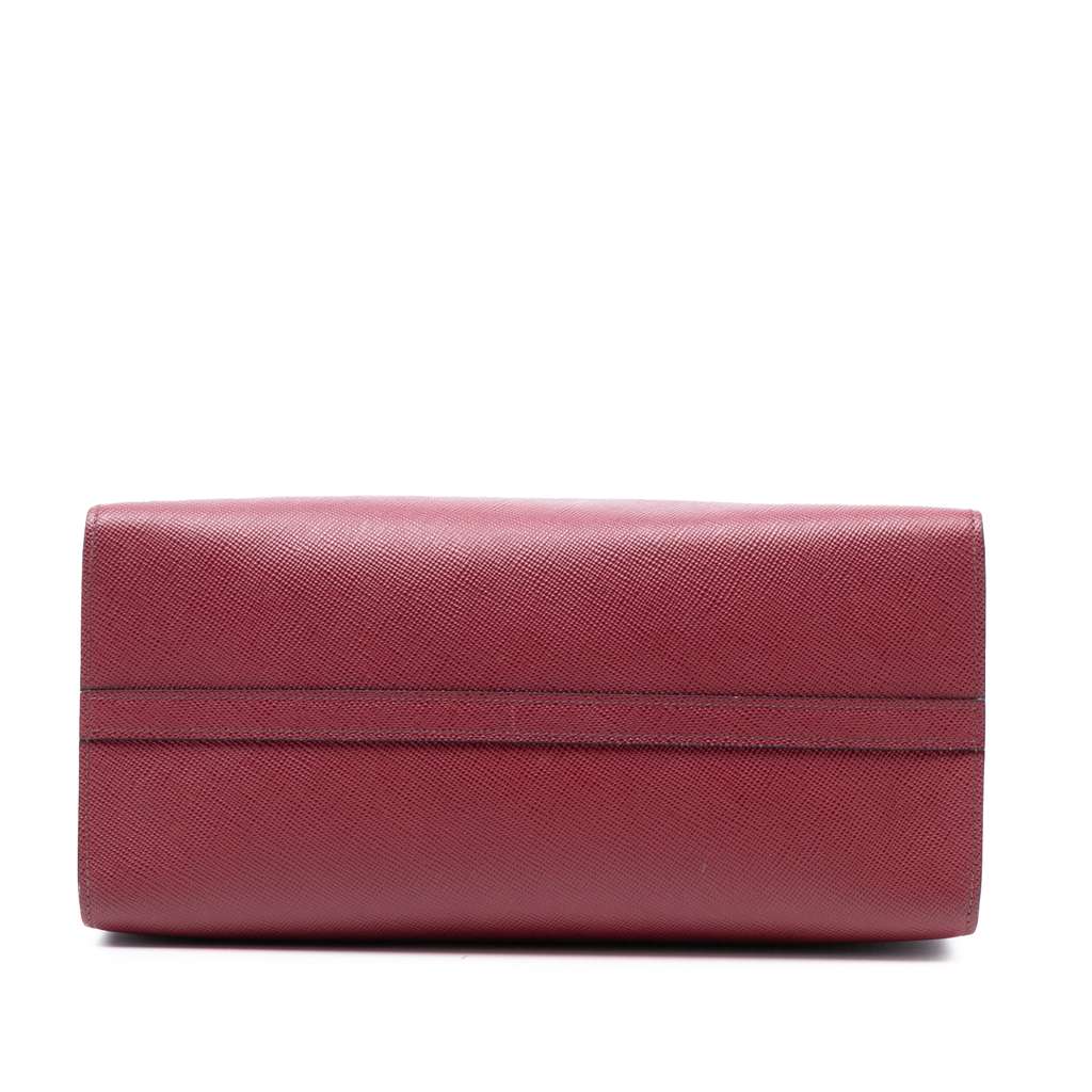 Prada Medium Saffiano Cuir Monochrome Top Handle Tote Red Leather Good condition - Inside View