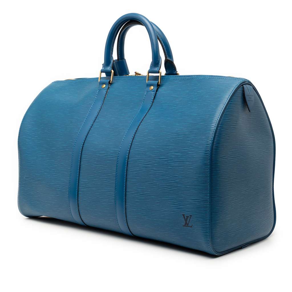Louis Vuitton Epi Keepall 45 Blue Leather Good condition - Back View