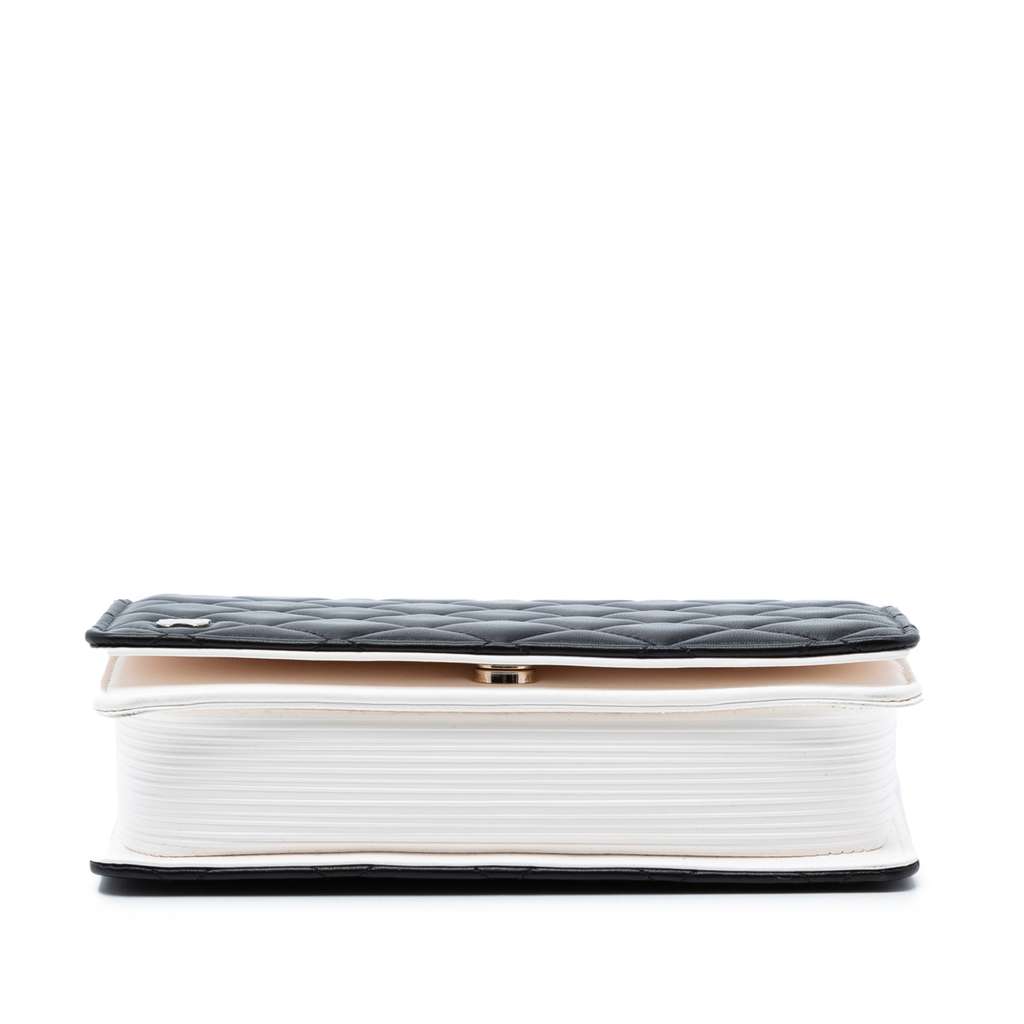 Chanel Quilted Lambskin Book Wallet On Chain Black Leather Good condition - Inside View