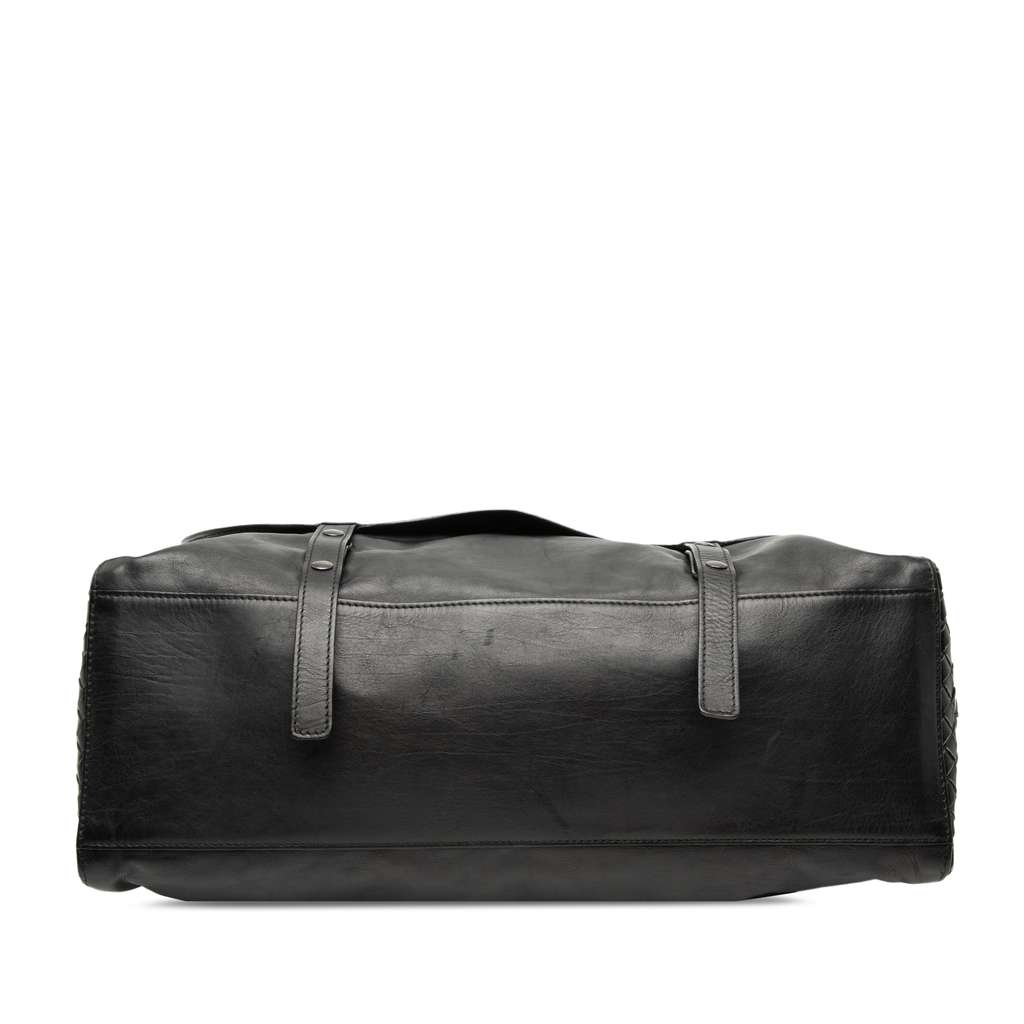 Bottega Veneta Nappa Intrecciato Trimmed Messenger Bag Black Leather Good condition - Inside View