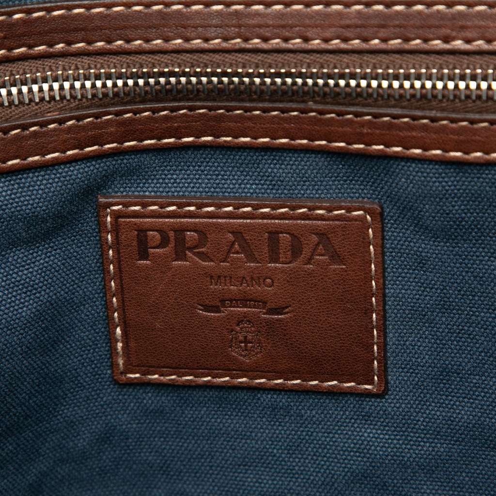 Prada Denim Tote Blue Denim Good condition - Box View