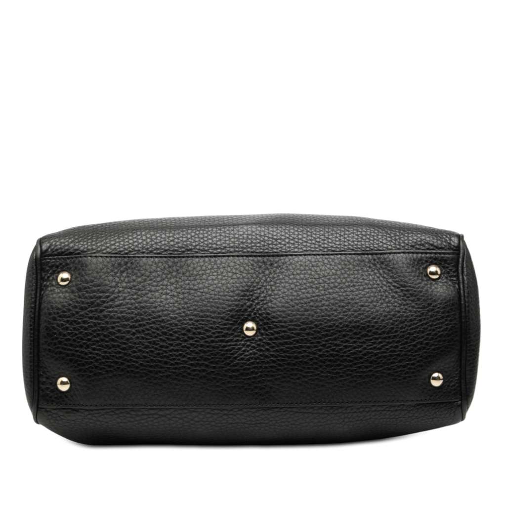 Gucci Medium Calfskin Bamboo Shopper Satchel Black Leather Fair condition - Inside View