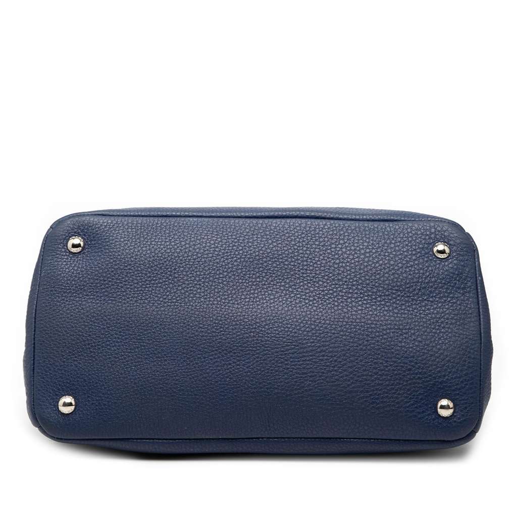 Prada Vitello Daino Zip Top Satchel Blue Leather Good condition - Inside View