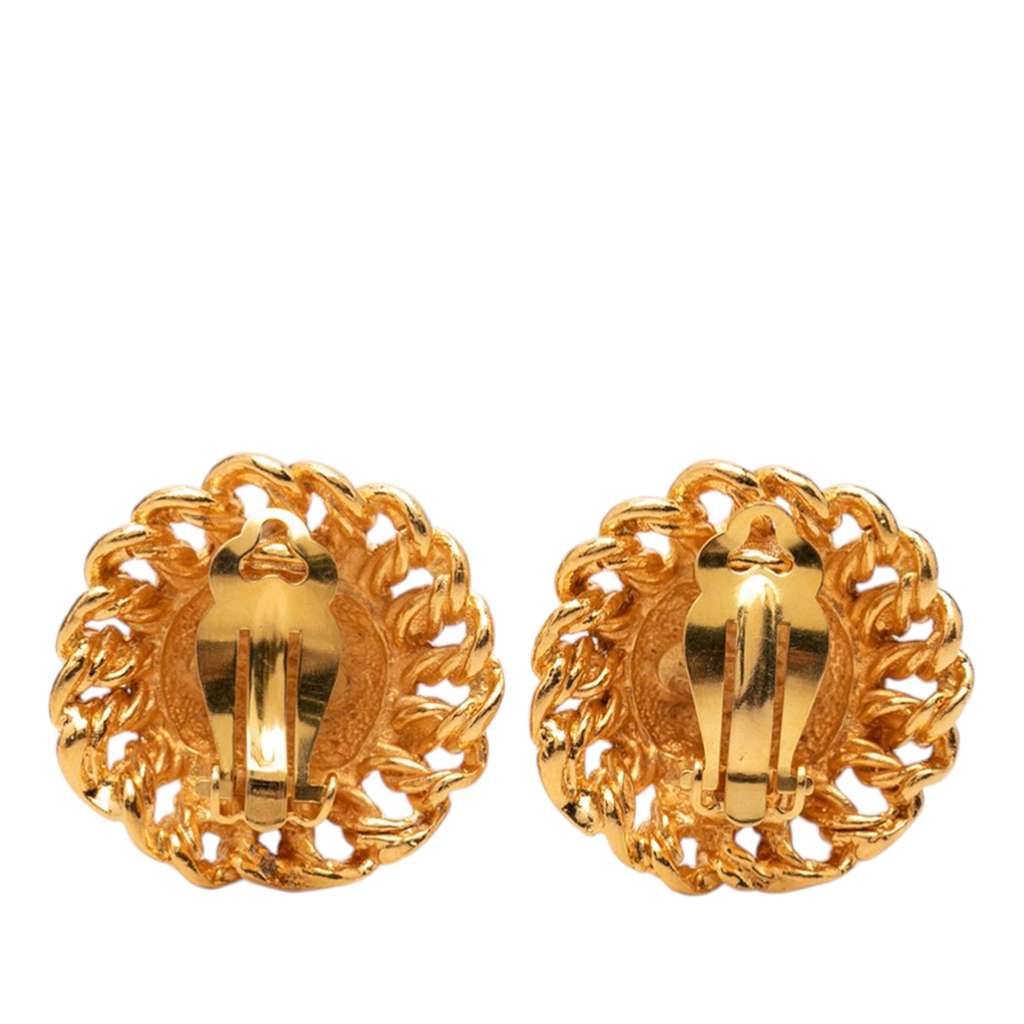 Chanel Gold Plated Round Clip On Earrings Gold Metal Good condition - Back View