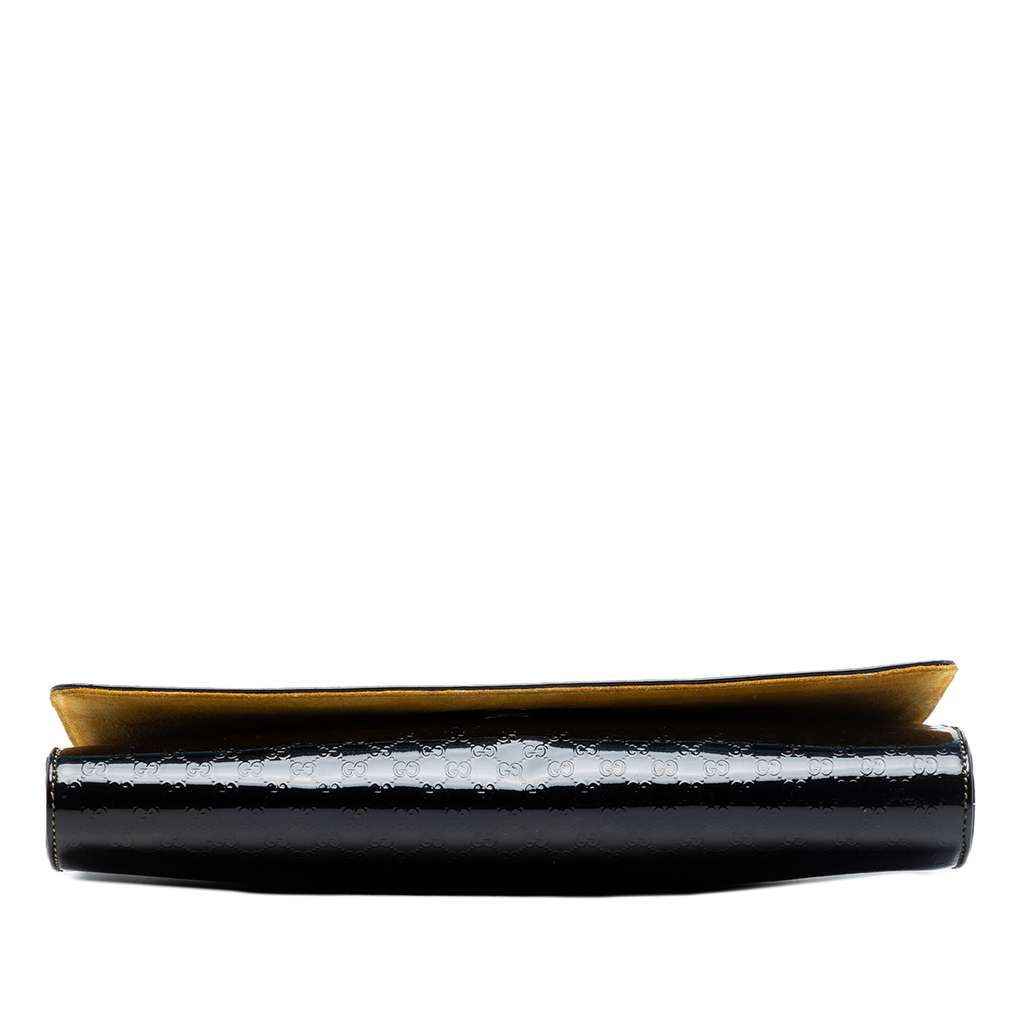 Gucci Microguccissima Patent Broadway Clutch Black Leather Good condition - Inside View