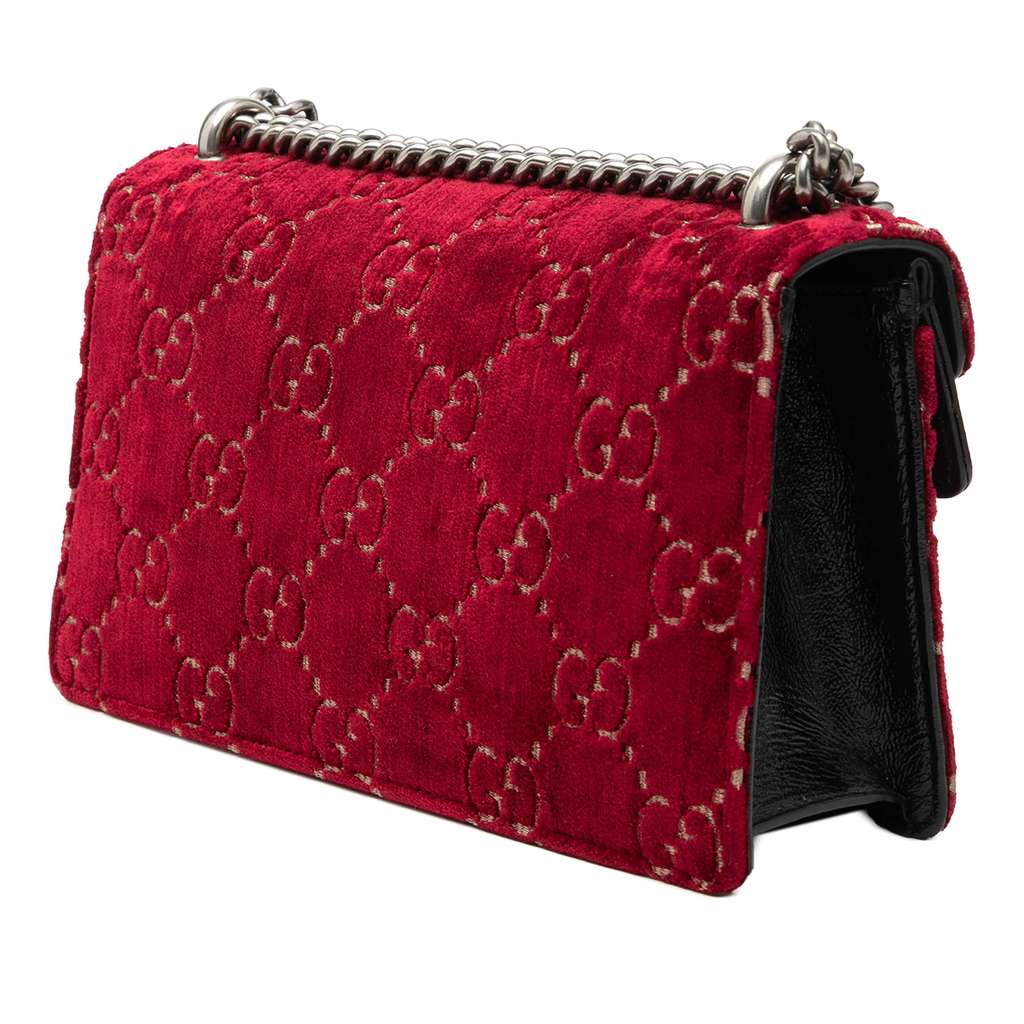 Gucci Medium GG Velvet Dionysus Crossbody Red Velvet Good condition - Back View