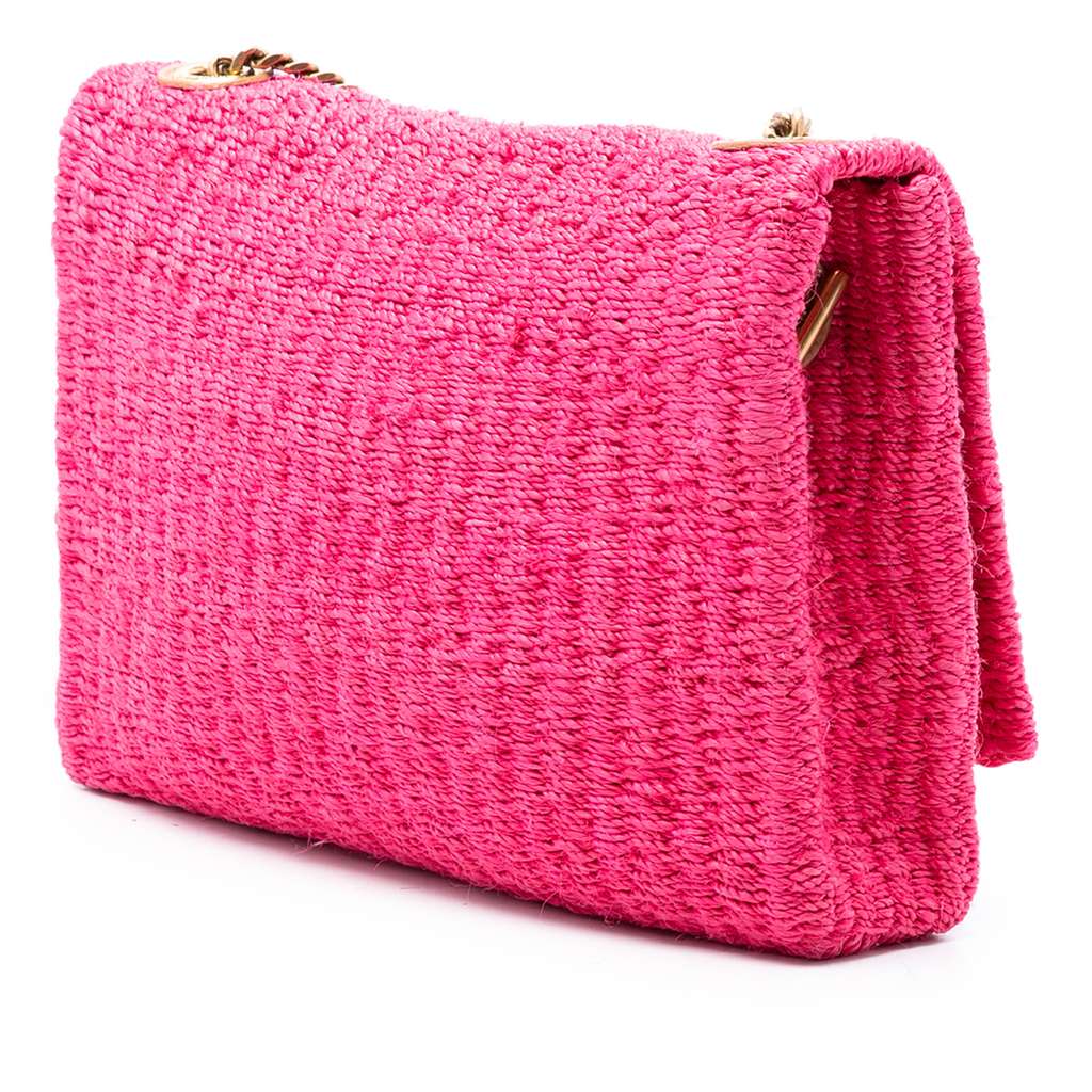 Saint Laurent Medium Raffia Monogram Kate Crossbody Pink Good condition - Back View