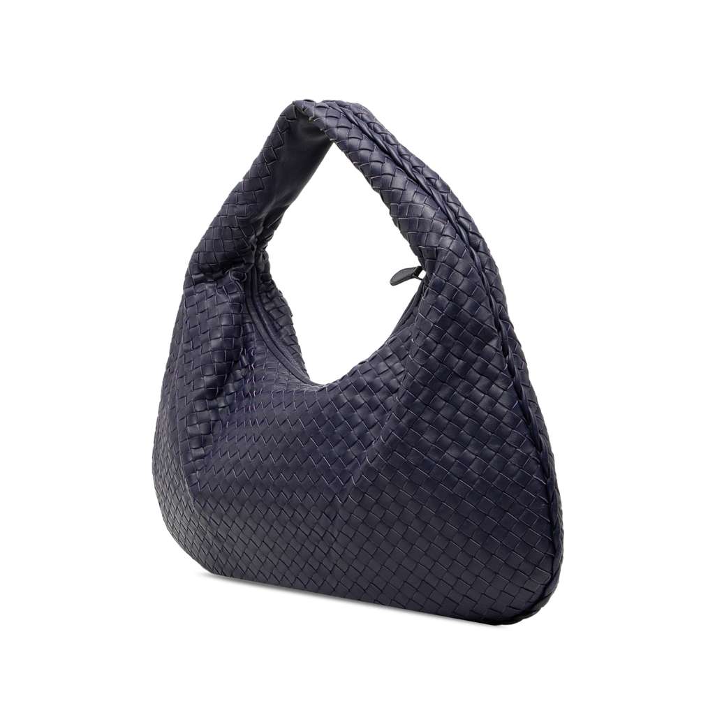 Bottega Veneta Medium Nappa Intrecciato Veneta Hobo Blue Leather Good condition - Back View