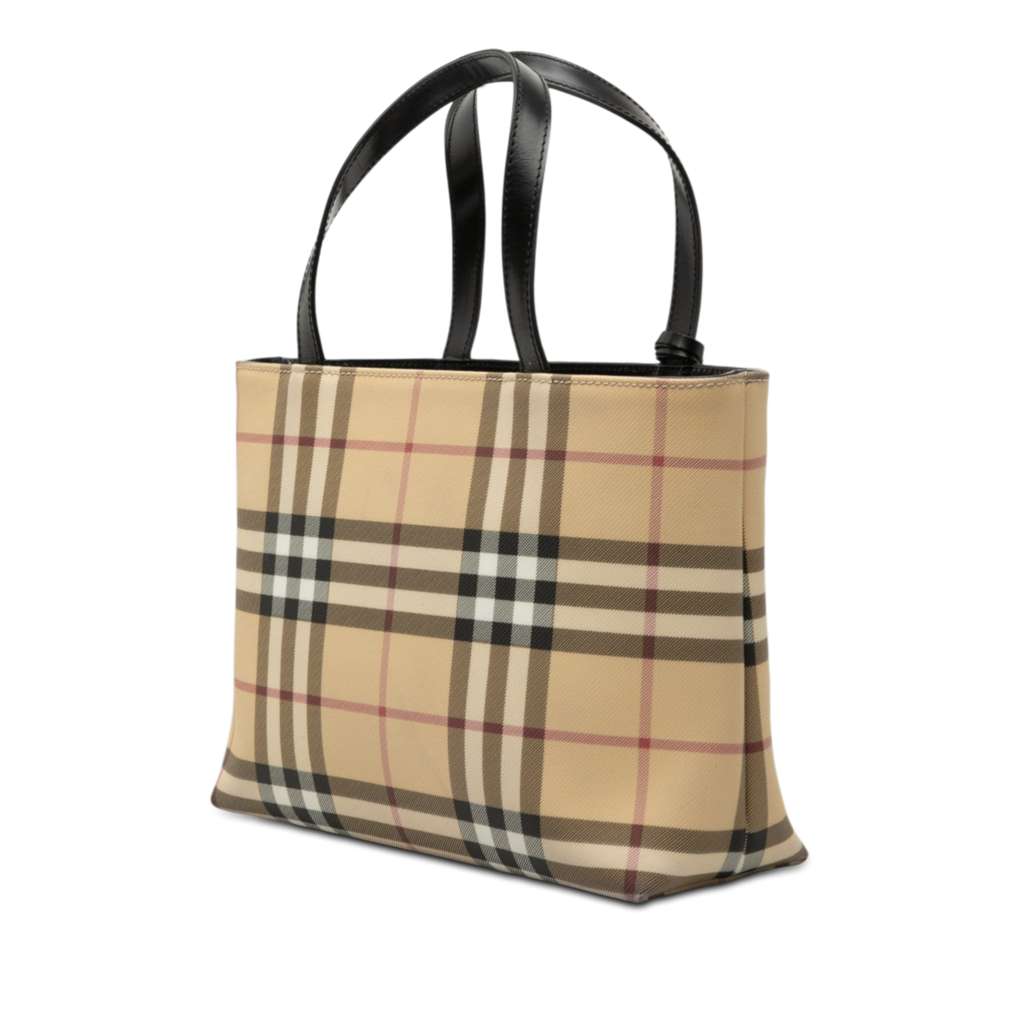 Burberry House Check Coated Canvas Handbag Beige Canvas Fair condition - Back View