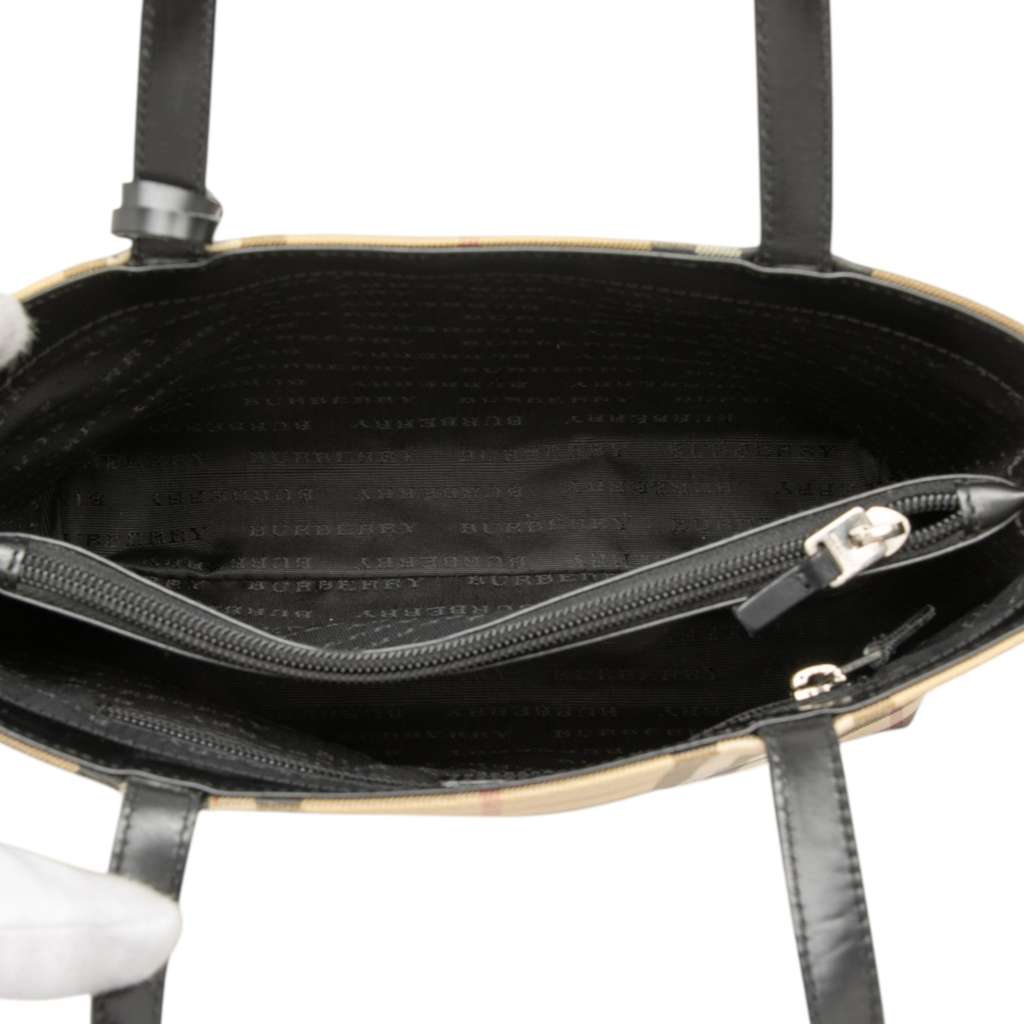 Burberry House Check Coated Canvas Handbag Beige Canvas Fair condition - Model View