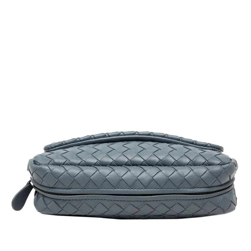 Bottega Veneta Mini Nappa Intrecciato Expandable Chain Flap Crossbody Blue Leather Very good - Inside View